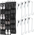 GORILLA GRIP Over the Door Shoe Organizer, 24 Large Breathable PVC Pockets, Space Saving Hanging Storage Holder, Closet Rack Hanger Holds Up to 40 lbs, Hangs on Closets for Shoes 2 Pack, Black