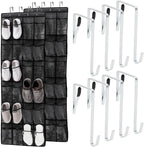 GORILLA GRIP Over the Door Shoe Organizer, 24 Large Breathable PVC Pockets, Space Saving Hanging Storage Holder, Closet Rack Hanger Holds Up to 40 lbs, Hangs on Closets for Shoes 2 Pack, Black