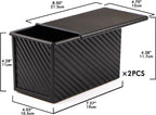 Beasea Pullman Loaf Pan with Lid, 2 Pack 1 lb Non-Stick Black Bread Loaf Pans for Homemade Bread Carbon Steel Toast Box with Cover for Bakeware Toast Oven Baking