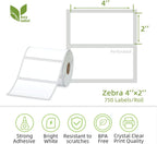 Compatible 4" x 2" Direct Thermal Labels Replacement for Barcodes Postage Address Shipping Compatible with Rollo & Zebra Desktop Printers Adhesive & Perforated (12 Rolls, 750 Labels/Roll)