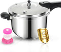 Stainless Steel Pressure Cooker, 6.3 Quart Induction Compatible Pressure Cooker with Pressure Indicator Safeguard Devices,Compatible with Gas & Induction Cooker