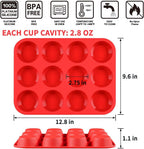 12 Cups Silicone Muffin Pan - Regular Size Cupcake Pan Muffin Tin for Baking Nonstick Food Grade