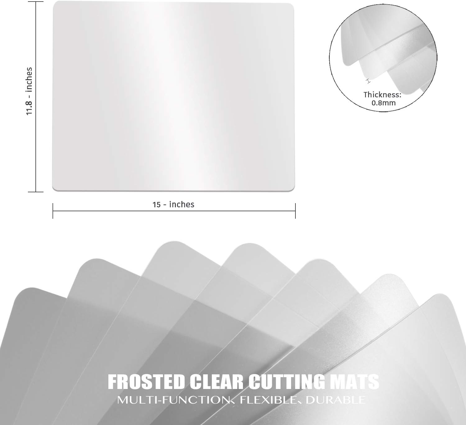 Fotouzy Plastic Cutting Board Set of 7, Frosted Clear Flexible Cutting Mats, BPA-Free, Non-Porous, Dishwasher Safe, Transparent
