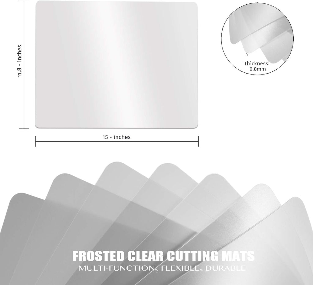 Fotouzy Flexible Plastic Cutting Boards for Kitchen, 4 Frosted Clear Cutting Mats 15 x 12 In, BPA-Free, Non-Porous, and Dishwasher Safe, Set of 4