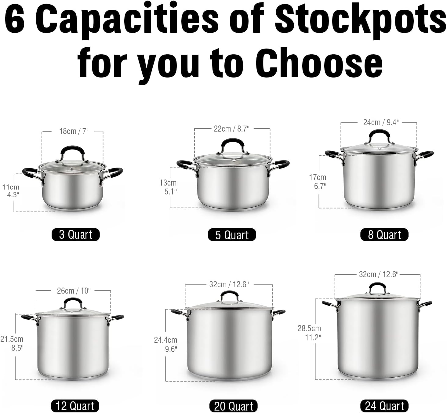 Cook N Home Stockpot Large pot Sauce Pot Induction Pot With Lid Professional Stainless Steel 20 Quart, with Stay-Cool Handles, silver