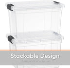 Superio Clear Storage Boxes with Lids, 26.5 Quart Plastic Container Bins for Organizing, Stackable Crates, BPA Free, Non Toxic, Odor Free, Organizers for Home, Office and Dorm, 4 Pack