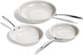 KITEXPERT Non Stick Frying Pans Set, Titanium Ceramic Pan Skillet Set Non Toxic, 8" 9.5" 11" Nonstick Frying Pan, Stainless Steel Handle, Dishwasher & Oven Safe, PFAS & PTFE & PFOA Free, Cream