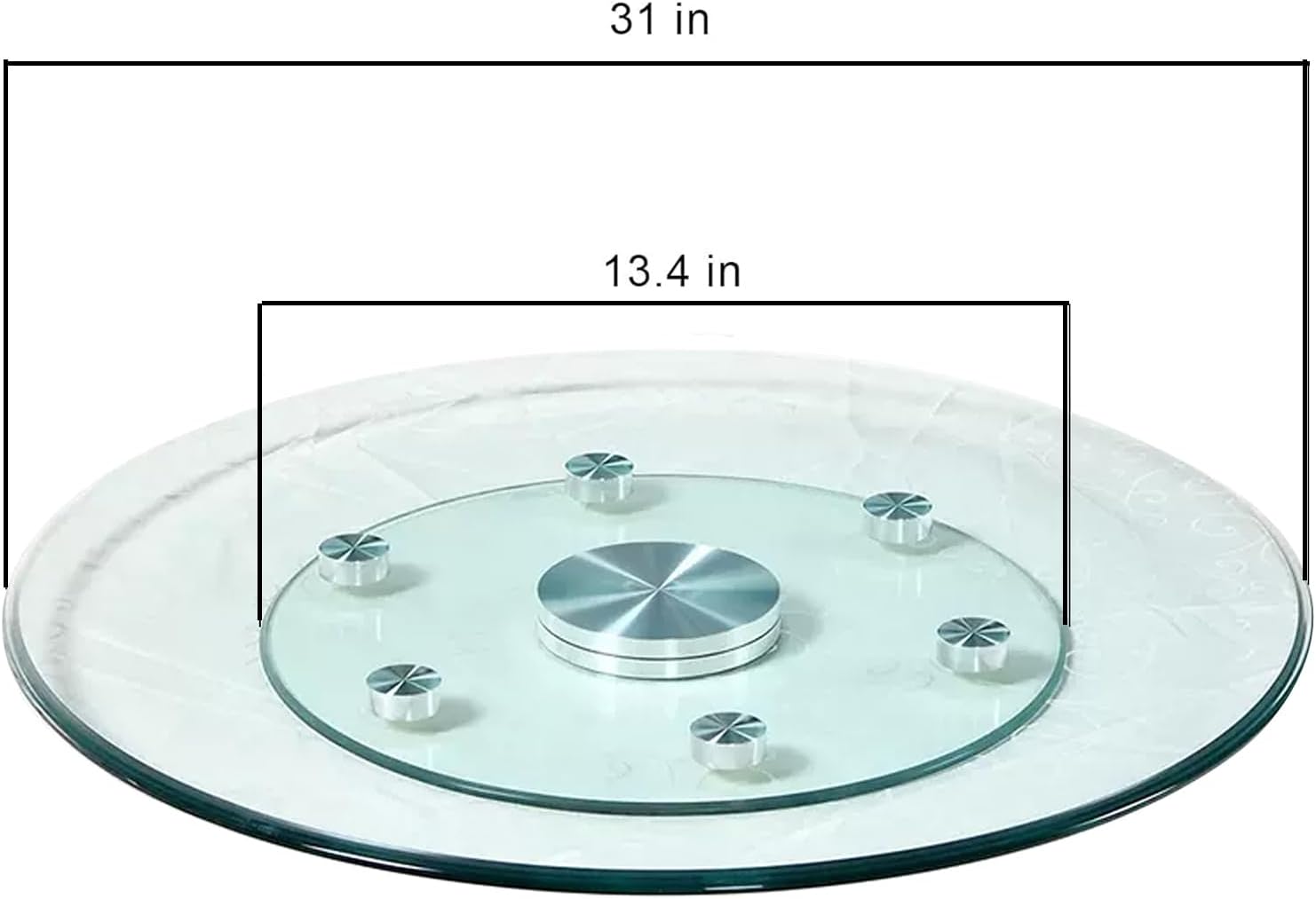 Glass Lazy Susan,31.3" Glass Lazy Susan for Dining Table Turntable Centerpiece with Swivel Assist System & Smooth Spin Round Tabletop Rotating Tray (31.3 in)