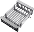 Cyrank Over The Sink Dish Drying Rack, Expandable Over Sink Grill Telescopic Drain Basket Kitchen Rack Drain Basket Sink Drying Rack(L#Grey)