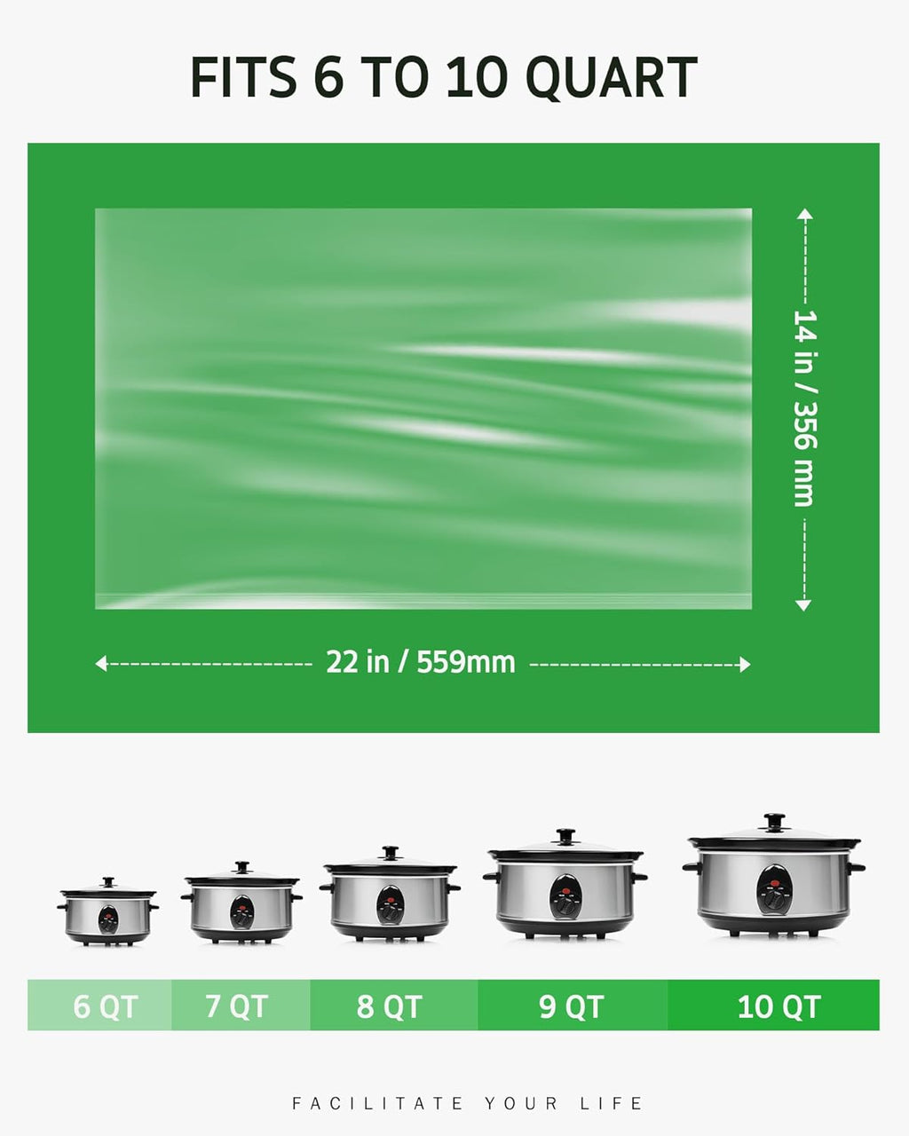Syntus Slow Cooker Liners, 60 Count Cooking Bags Extra Large Size Disposable Pot Liners Plastic Bags, Fit 6QT to 10QT for Slow Cooker Cooking Trays, 14"x 22", 60 Liners