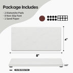 2PCS Diatomite Marble Stone Drying Mat for Kitchen Counter, Water Absorbing Soap Tray Stone Faucet Mat for Bathroom, Quick Dry Splash Guard Sink Protector, Vanity Dish Dispenser Sponge Holder, 8"x3.8"