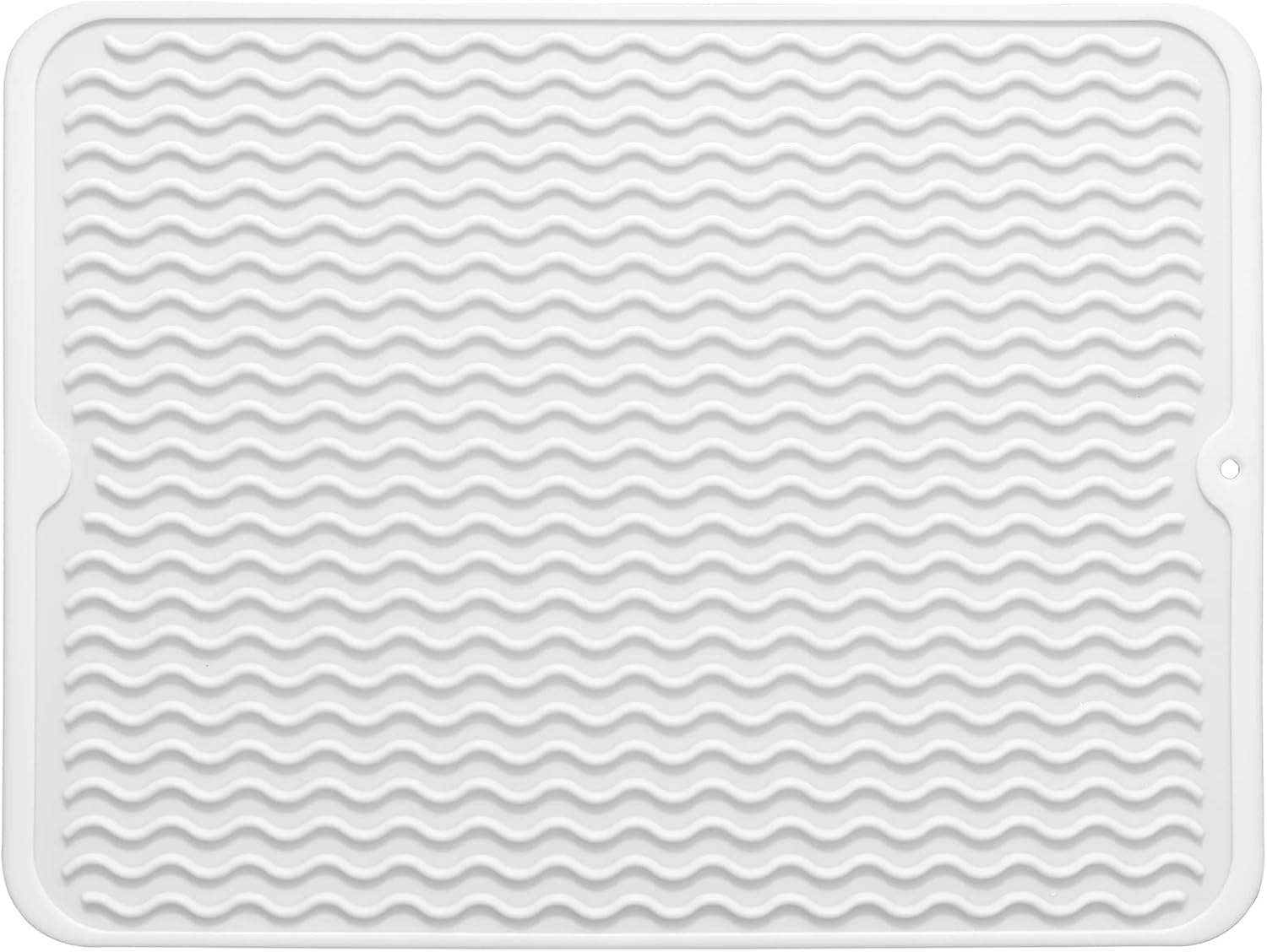 Silicone Dish Drying Mat for Multiple Usage,Easy clean,Eco-friendly,Heat-resistant Silicone Mat for Kitchen Counter or Sink,Refrigerator or drawer liner White L 16 inches x 12 inches