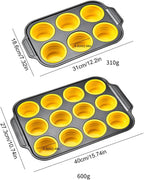 Silicone Muffin Pan with Metal Frame, Egg Bite Maker Silicone Molds for Baking, Cupcake Pans 12 Regular Size, Muffin Tins Easy to Pop Nonstick Non Toxic Bakeware for Oven (Yellow)