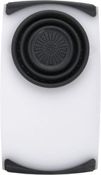 Dexas Over the Sink Poly Cutting Board with Collapsible Colander Strainer, 11.5 x 20", Natural/Gray