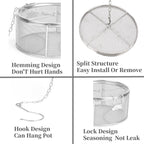 Seasoning Strainer, Large Capacity Stainless Steel Tea Mesh Tea Infuser Strainer with Extended Chain Hook for Brew Loose Leaf Tea and Seasonings, Sliver 5.52 x 3.94