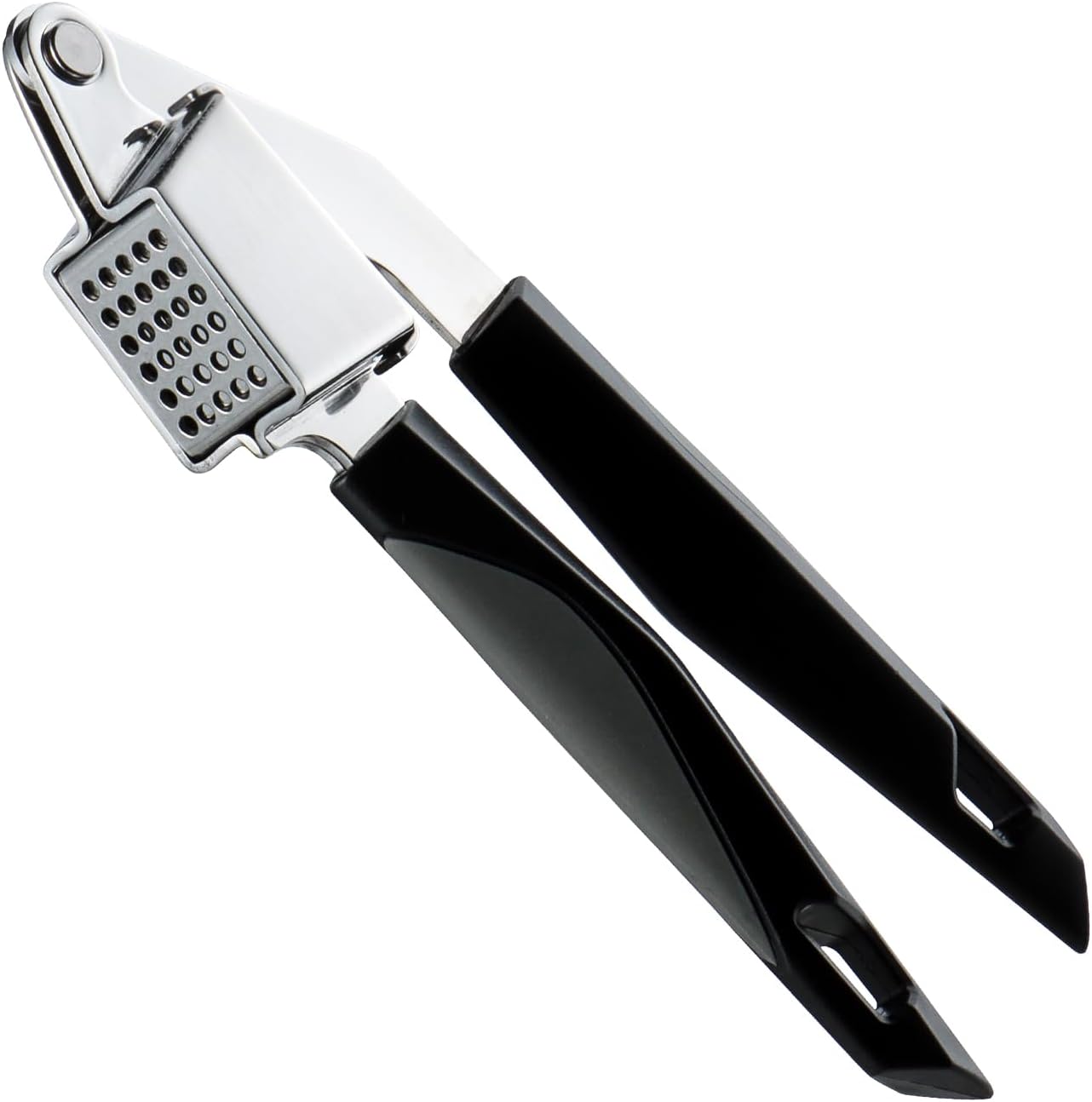 Garlic Press Stainless Steel, Professional Manual Garlic Mincer Garlic Crusher for Kitchen Use, Easy to Squeeze and Clean, Rust Proof and Dishwasher Safe, 8.26-Inch, Black