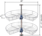 Dowell 28" Kidney Lazy Susan, 2 Shelves, Kitchen Base Corner Cabinet Organizer (Chrome 4001 270 28)