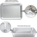 only fire Stainless Steel Baking Pan Roaster Ovens Cookie Sheet Barbeque Grilling Pan for Baking Breads, Grilling Chicken, Vegetables, Easy to Clean & Dishwasher Safe