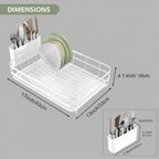 Dish Drying Rack Stainless Steel Drying Racks for Kitchen Counter Large Capacity Storage Racks with Drainboard Curlery Holder Multicolor (White)