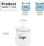 HAOTOP Farmhouse Porcelain Sugar Bowl with Lid and Spoon 12oz,Easy to Clean (White)