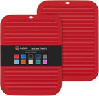 Joyhalo Silicone Trivets - Hot Pads for Kitchen, Protect Table & Quartz Countertops, Heat Resistance to 480F, Set of 2, Red