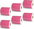 BETCKEY - 4" x 5" Large Shipping & Multipurpose Labels Compatible with Zebra & Rollo Label Printer,Premium Adhesive & Perforated[Pink, 6 Rolls, 2100 Labels]