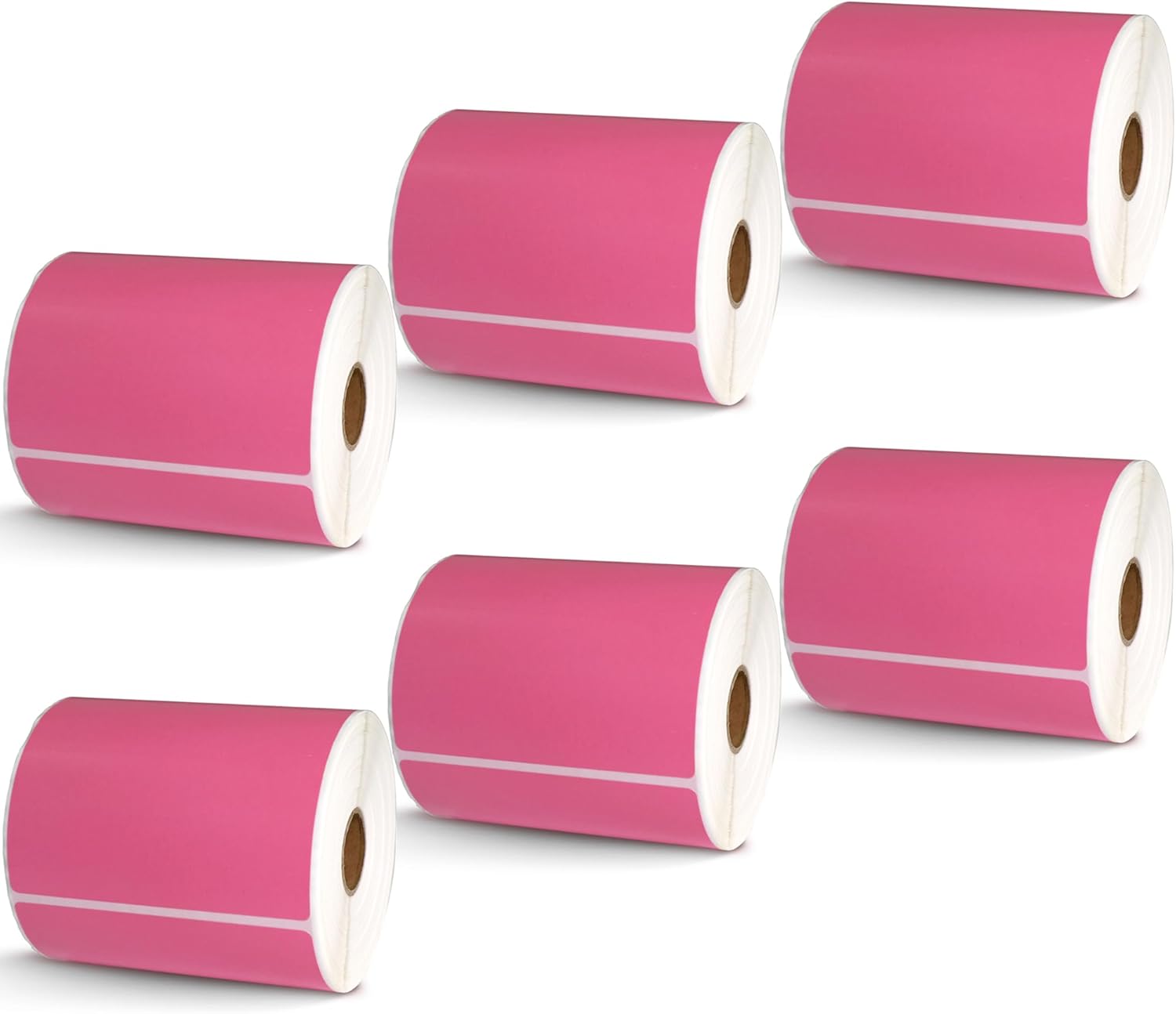 BETCKEY - 4" x 5" Large Shipping & Multipurpose Labels Compatible with Zebra & Rollo Label Printer,Premium Adhesive & Perforated[Pink, 6 Rolls, 2100 Labels]