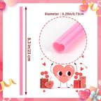JANYUN 30 Pcs Heart Shaped Pink Plastic Straws, Reusable Valentines Heart Drinking Straws for Party Favors, Birthday, Bridal Shower, Wedding