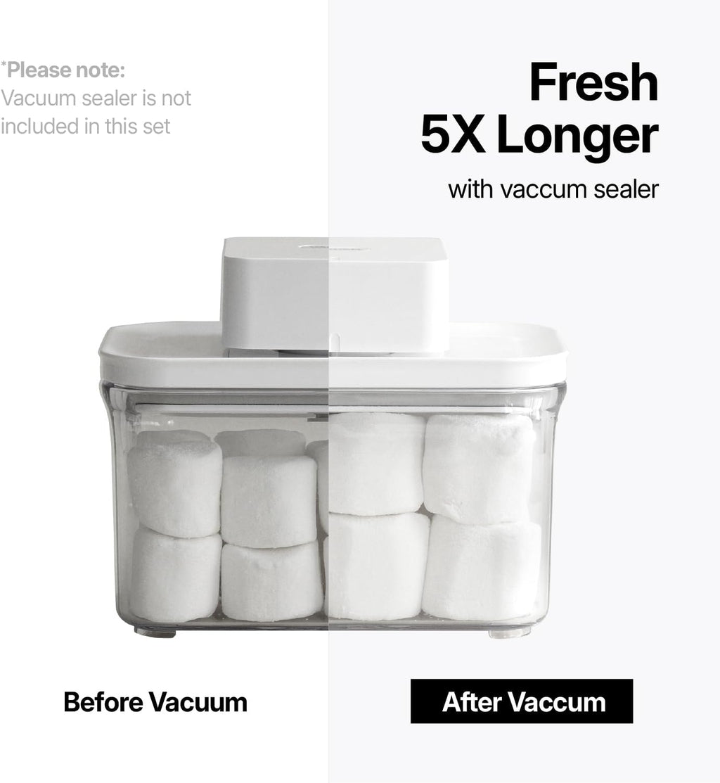Premium Airtight Food Storage Containers, Mini Square 2pc/set(0.85qt), Smart One-Click Seal Lid, No Hinges, 100% Leak Proof, BPA-FREE, Dishwasher, Freezer & Microwave Safe
