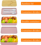 Bento Box Adult Lunch Box with Dividers, Pink, Plastic