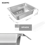 1/2 Hotel Pans Half Size 6-Pack 4 Inch Deep Silver Stainless Steel Steam Table Pan Tray for Food, Catering Pan for Cafeterias, Hotel and Restaurant