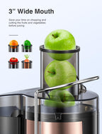 Juicer Machine, 800W Centrifugal Juicer Extractor with Wide Mouth 3” Feed Chute for Fruit Vegetable, Easy to Clean, Stainless Steel, BPA-free (Rose Gold)