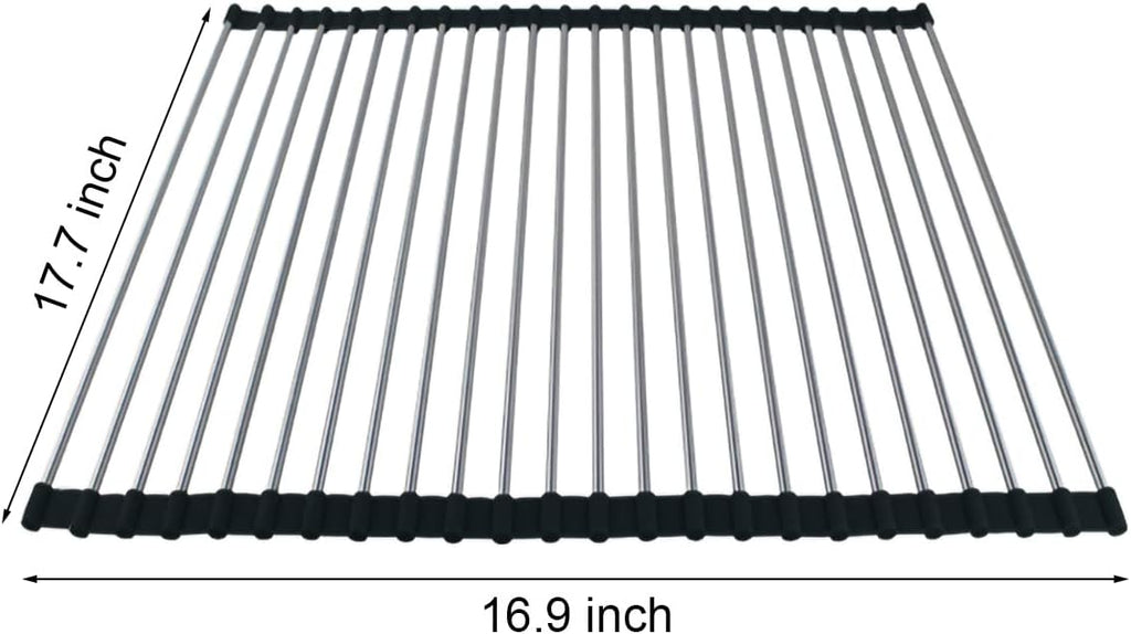 Ahyuan Roll up Dish Drying Rack Over The Sink Kitchen Roll up Sink Drying Rack Portable Dish Drainer Foldable Dish Drying Rack (Black, 17.8''X15.8'')