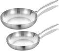 Inqibee 9.5-10 Inch Tri-Ply Stainless Steel Frying Pan Set of 2,Skillets,Induction Cooking Pan,Pots and Pans Set,Dishwasher and Oven Safe.