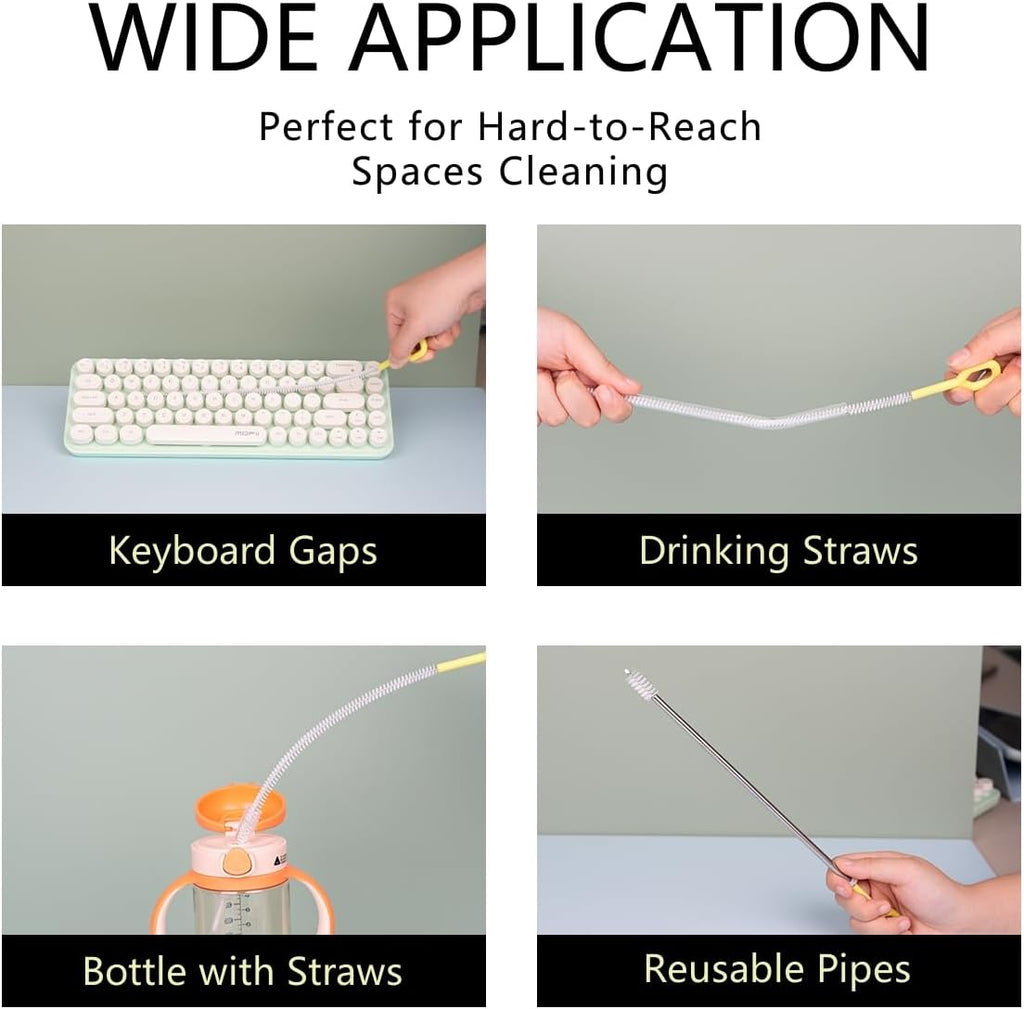 Straw Clean Brush Extra Long 12 Inch Straw Tube Brushes for Cleaning, Reusable Drinking Straw Cleaner Brush Set, Glass Pipe Cleaning Brush