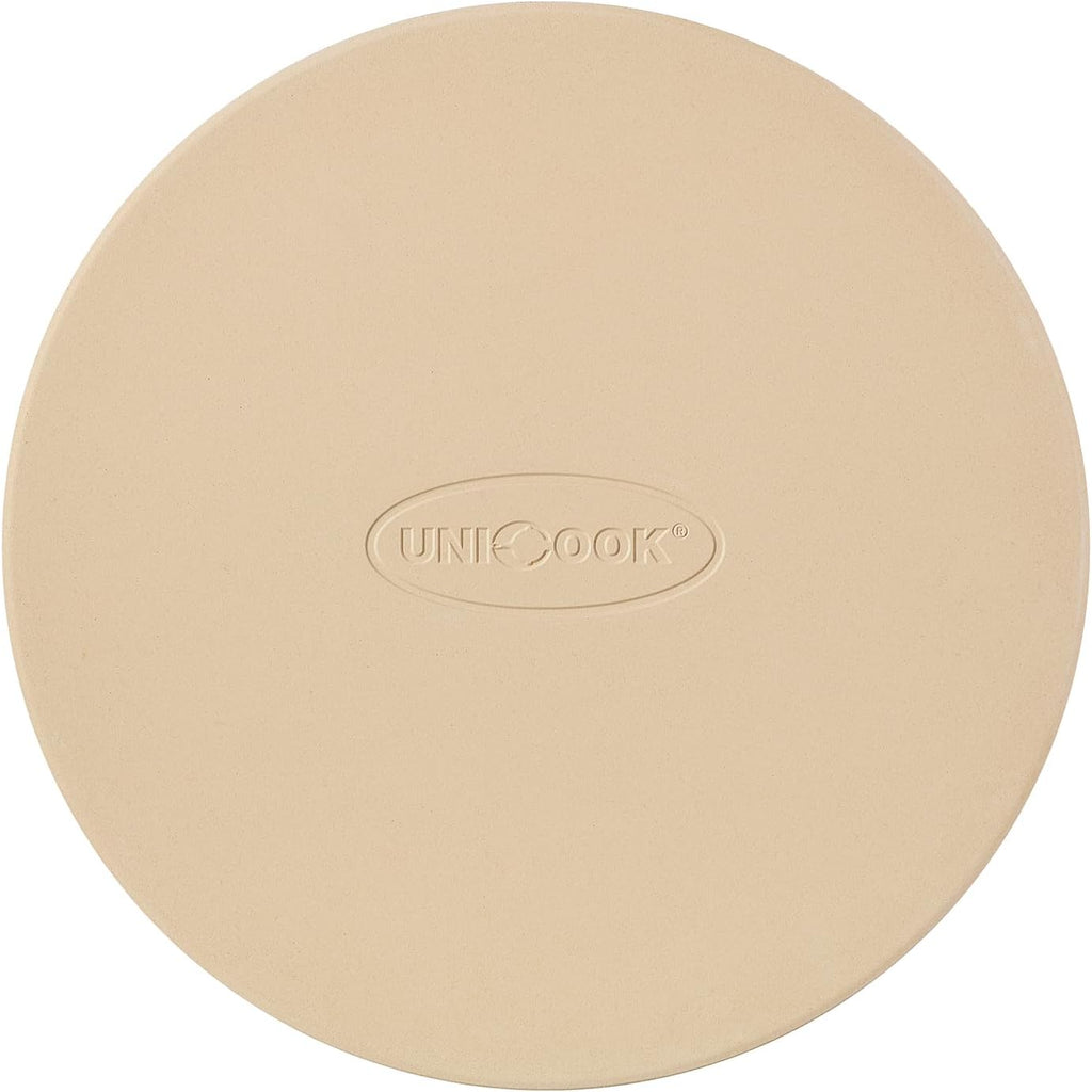 Unicook Round Pizza Stone 12 Inch, Cordierite Bread Baking Stone for Oven and Grill, Thermal Shock Resistant, Including Dough Scraper