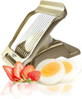Zoe's Kitchen Good Grip Egg Slicer for Hard Boiled Eggs Heavy Duty Professional Large Aluminum Egg Slicer with Stainless Steel Wires Kitchen Aid Egg, Strawberry Slicer Hard Boiled Egg Cutter (Golden)