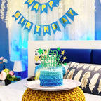 Glittery 60th Happy Birthday Cake Topper with Star,Personalised 60 Birthday Cake Toppers Party Decorations Party Supplies for Boys Girls Green Gold