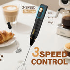 DSP Electric Whisk Rechargeable with Egg whisk milk frothing bar, 3 Speed Adjustable, Milk Frother Handheld for Latte, Cappuccino (Black)