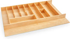 Rev-A-Shelf Trim-to-Fit Silverware Drawer Organizer For Kitchen Utensils, Cutlery Cabinet Storage Divider Insert, 33" x 22", Maple Wood, 4WUTCT-36-1