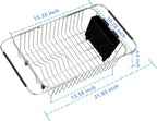 Adjustable Over Sink Dish Rack Stainless Steel Dish Drying Rack On Counter or in Sink, Rustproof