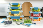 GENICOOK 9-Pack Glass Food Storage Containers with Airtight Lids-Glass Meal Prep Containers/Bento Box/Microwave Freezer Dishwasher Safe-Glass Lunch Box for Kitchen,Stackable,Large Capacity, BPA Free
