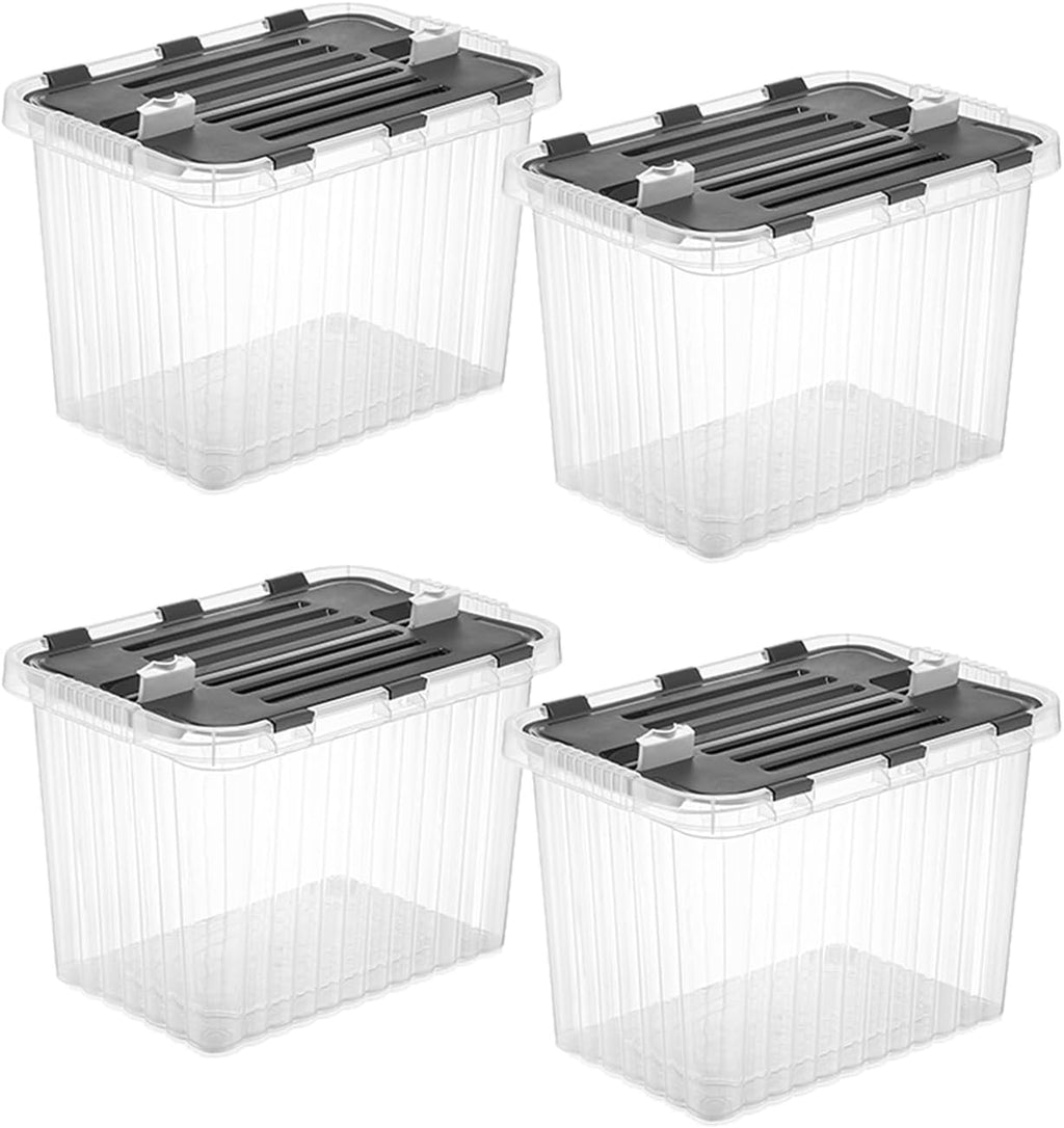 Superio 26 L Deep Storage Container with Hinged Lid (4 Pack)