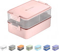 linoroso Stackable Bento Box Adult Lunch Box | Meet All You On-the-Go Needs for Food, Salad and Snack Box, Premium Bento Lunch Box for Adults Include Utensil Set, Dressing Containers - Frozen Berry
