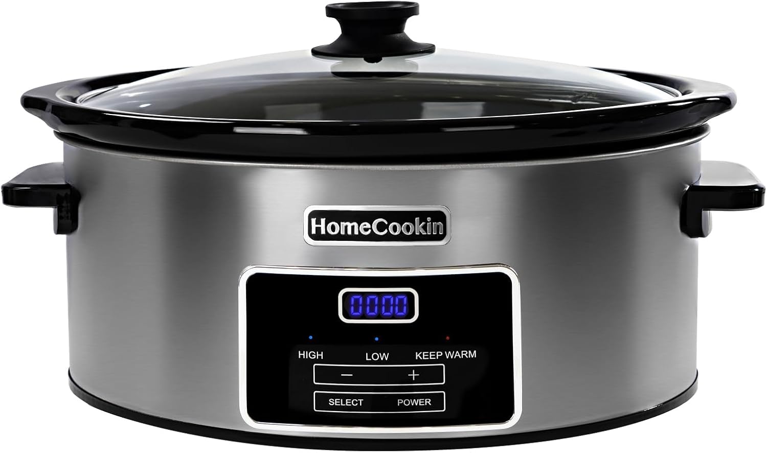 HOMECOOKIN 6-Quart Digital Programmable Slow Cooker with Timer - Small Kitchen Appliance for Family Dinners - Serves 6+ People - Heat Settings: Keep Warm, Low and High