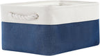 TheWarmHome Storage Bins for Shelves - 1 Pack 13.8x9.7x6.7 inch Collapsible Storage Basket for Organizing, Dog Toy Bin for Closet Organizer laundry Cloth Nursery (White & Jean Blue)