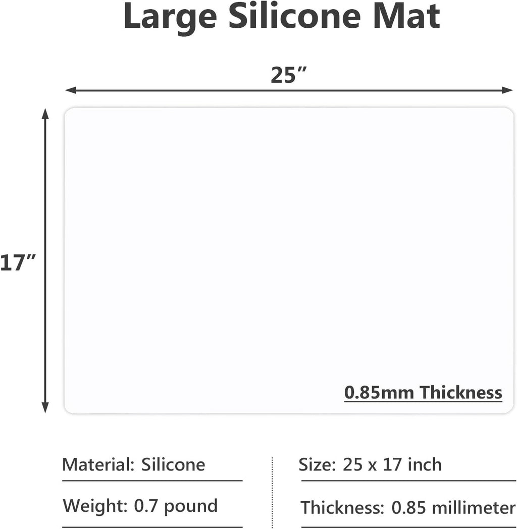 Gartful Silicone Mats for Kitchen Counter, Large Silicone Countertop Protector 25" by 17", Nonskid Heat Resistant Desk Saver Pad, Multipurpose Mat, Placemat, Translucent