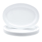 Amazon Basics Melamine (Plastic )Oval Platter Narrow Rim, 6 Piece Set, 13 in x 9.75 in, White (Previously AmazonCommercial brand)
