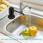 Dish Soap Dispenser for Kitchen Sink, Countertop Sink Soap Dispenser Water Pump with 47” No-Spill Extension Tube Kit Design for Kitchen Bathroom, Easy to Press, No More Refills （Black）
