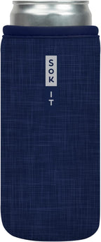 Sok It CanSok Sleeve for Beer & Soda Insulated Neoprene Cover (Blue Jean, 12oz Slim Can Sleeve)
